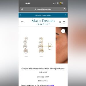 COPY - Akoya and freshwater white pearl earrings in white gold 3.5-6mm